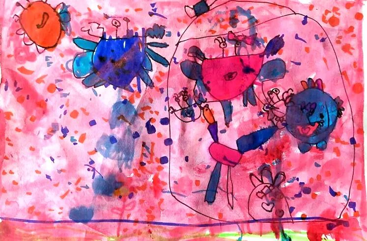 快乐的小螃蟹-谢嘉欣画作-宝贝计画少儿美术