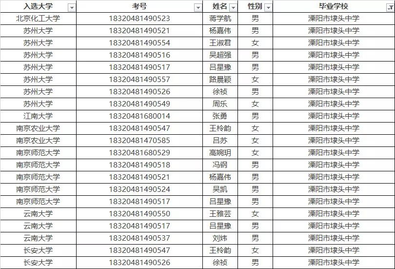 溧阳市戴埠高级中学:9人