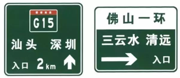 高速公路入口预告标志示例