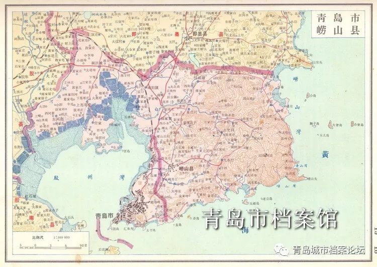 《山东省青岛市区图》(1960年)青岛解放初期,胶州湾北部和西部