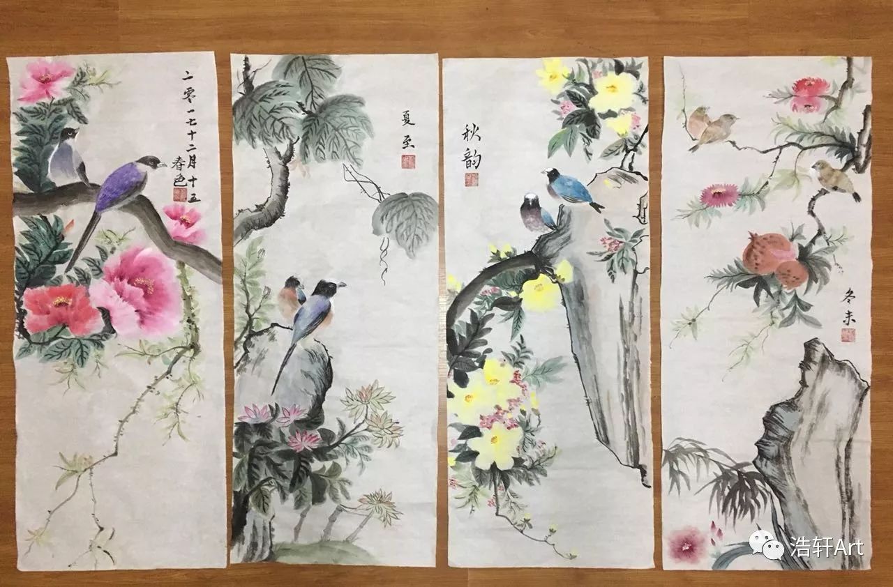 花鸟春夏秋冬.     