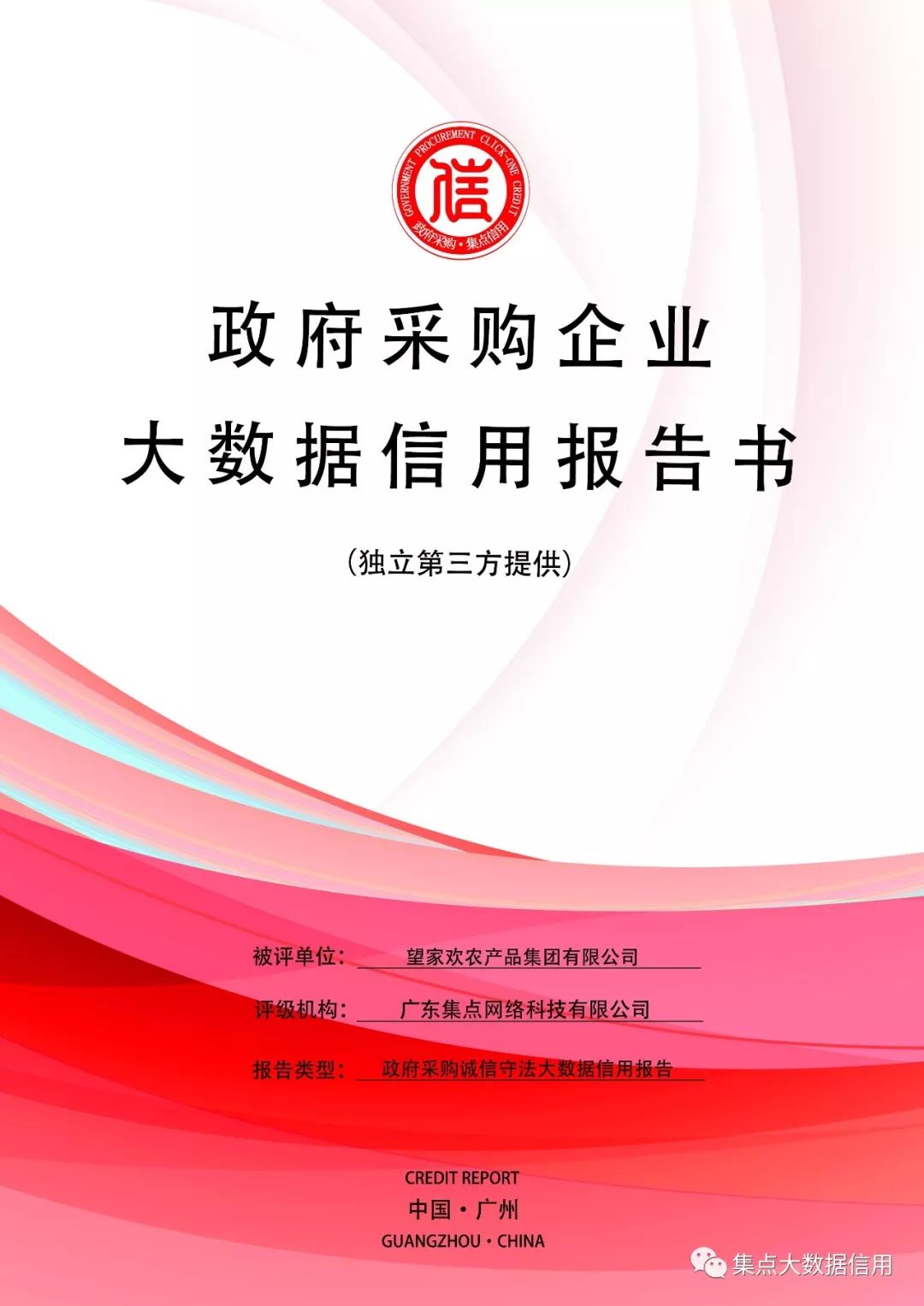 望家欢政府采购诚信守法大数据信用报告封面