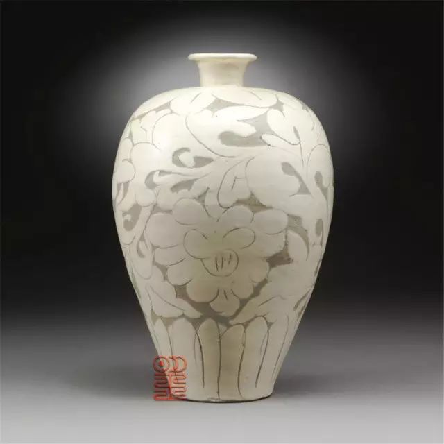 中国　磁州窯 　白磁鉄絵　人物文瓶　V　R3277Bエンタメ/ホビー