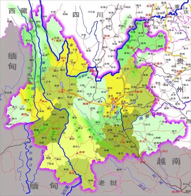 云南的国境线长4060公里,与3个国家接壤:西面是 缅甸(主要口岸是瑞丽)