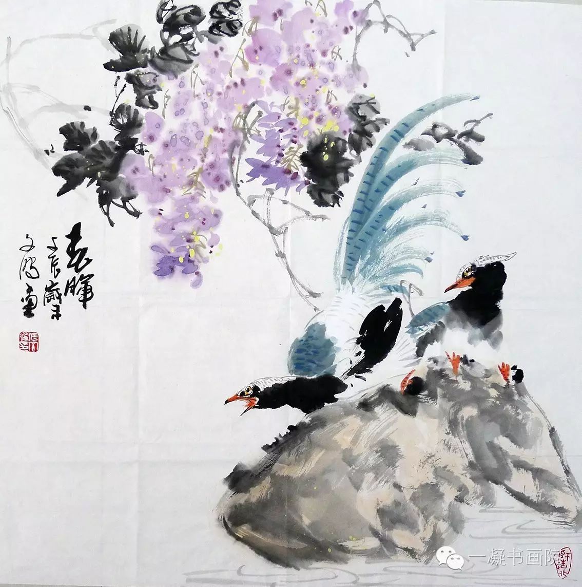 并跟随花鸟画家范学礼老师学画,并跟随著名书法家张寅先生学习书法