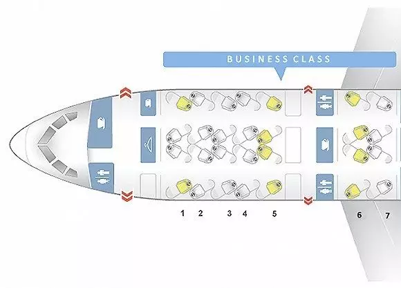 美国航空波音787-8商务舱的独特“倒座式反鱼骨”设计
