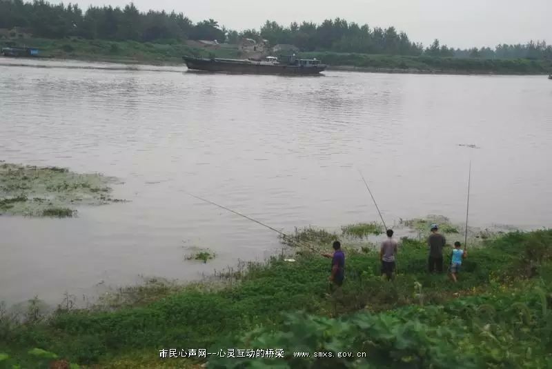 不久,在一处河湾水草茂盛的地方,看到几位垂纶野钓的钓鱼人.