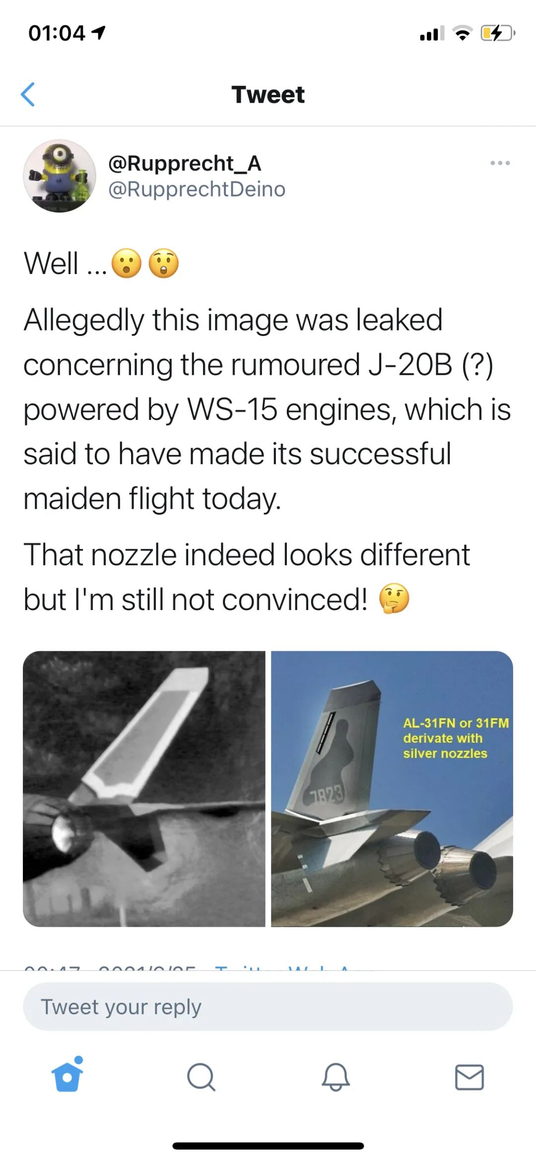 完全体歼20首飞成功?铁定装备矢量发动机，“多余”的鸭翼会取消吗?