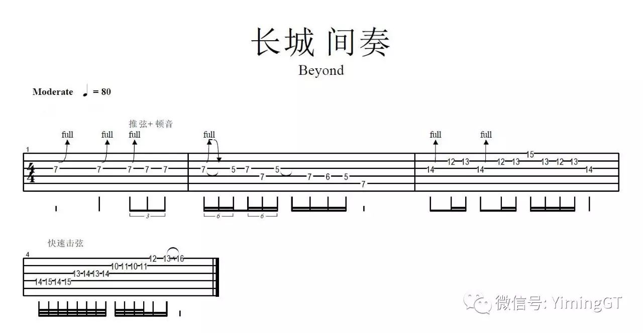 电吉他教程 - beyond《长城》间奏