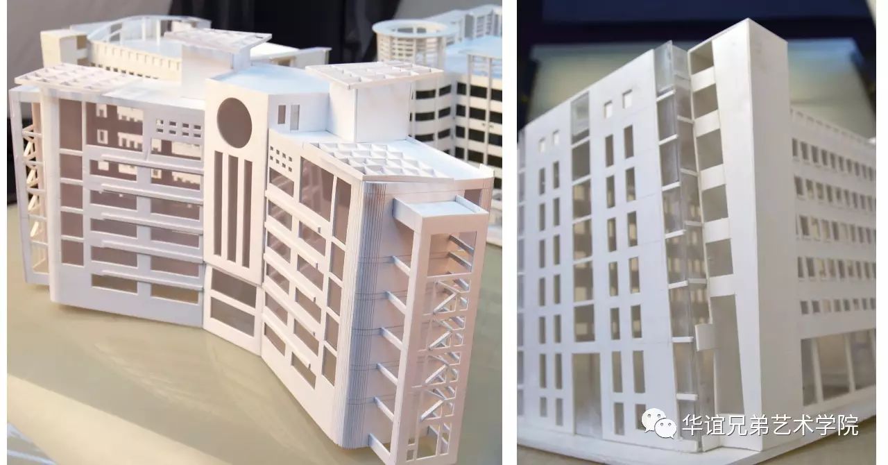 图为环 境艺术设计方向学生建筑模型作品展示