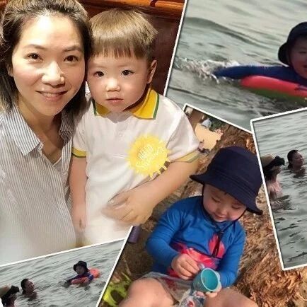 母子情深 车婉婉与囝囝海中畅泳唱歌仔