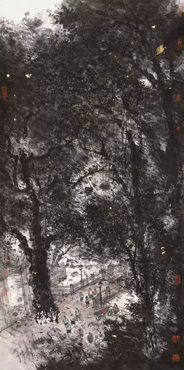 张彦《鼎湖寒翠桥》137×68cm 2009年