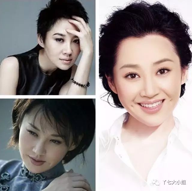 许晴的脸型和气质,是完全hold得住娇俏的短发造型的,但过于男性化的