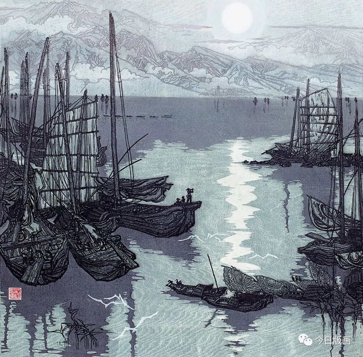 《银沧玉洱》 水印木刻 65×65cm 1982年