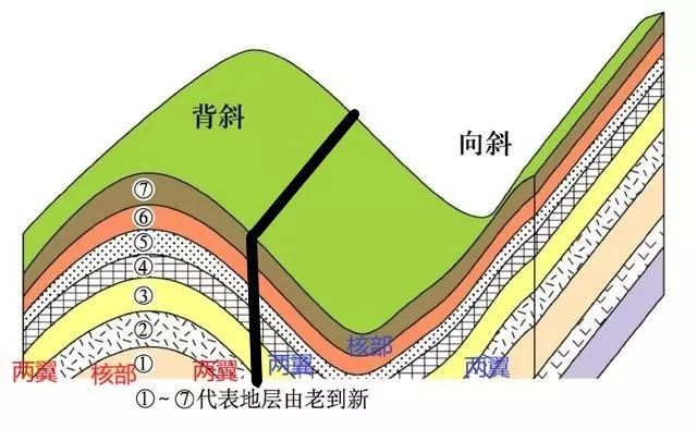 褶皱向斜山背斜谷地质剖面