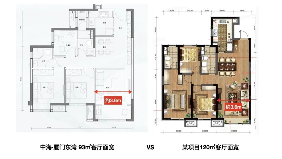 2021厦门集美中海厦门东湾低公摊薄墙体工艺厦门东湾93㎡户型近乎79㎡