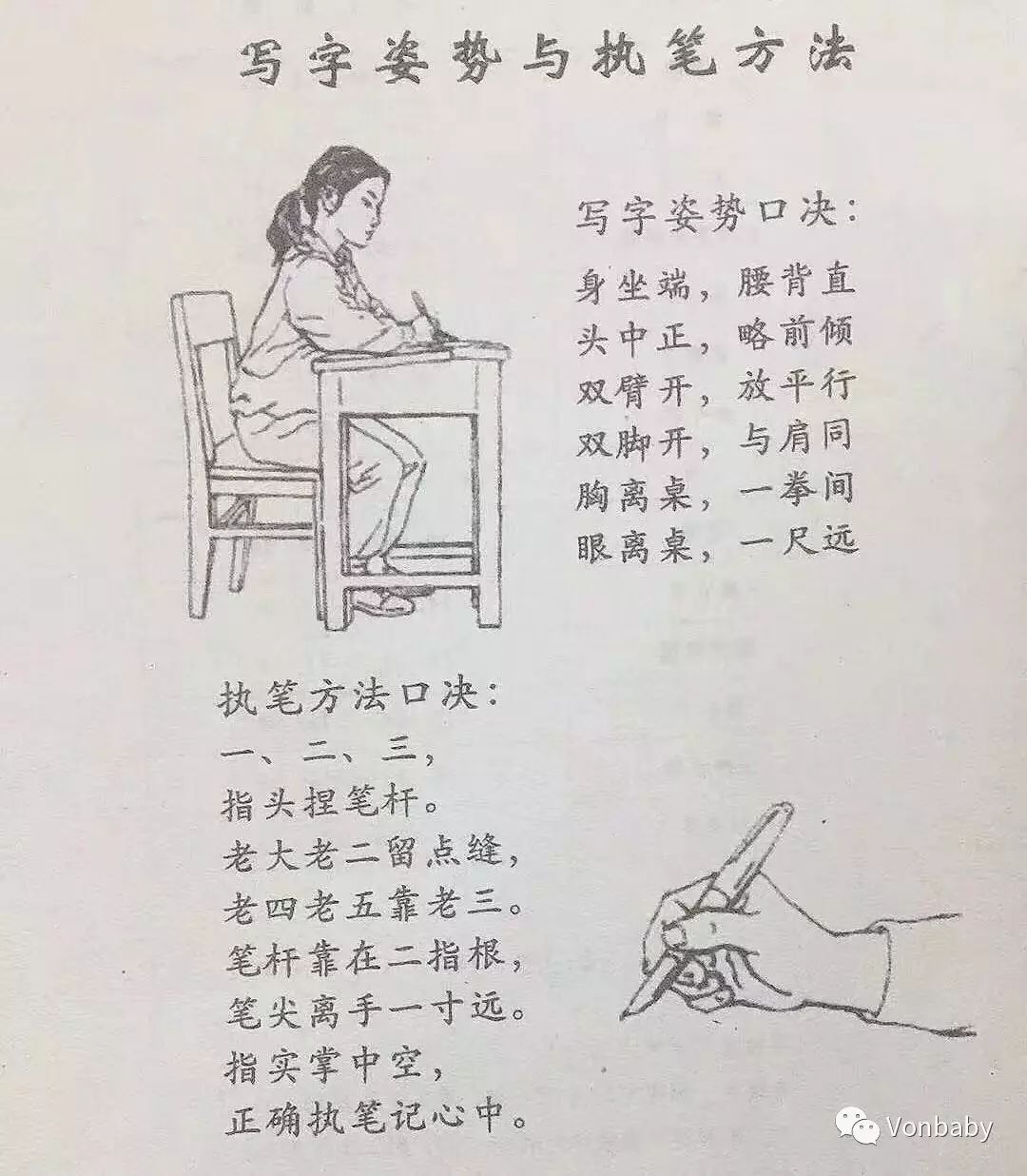 另外,分享一下学校教的写字姿势