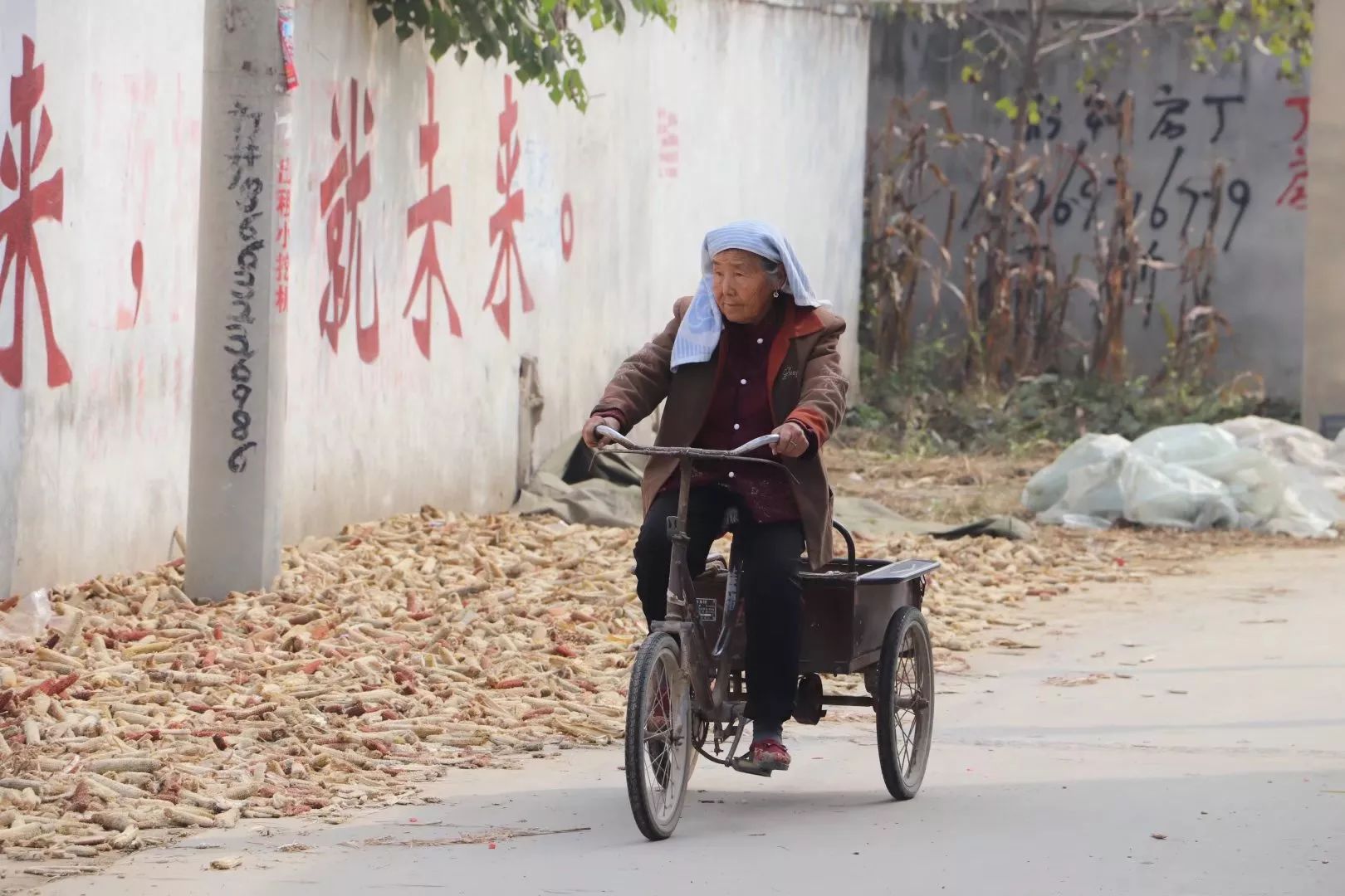 骑三轮车的老人.