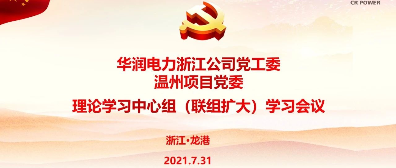 华润电力浙江公司浙江公司召开党工委理论学习中心组学习会议