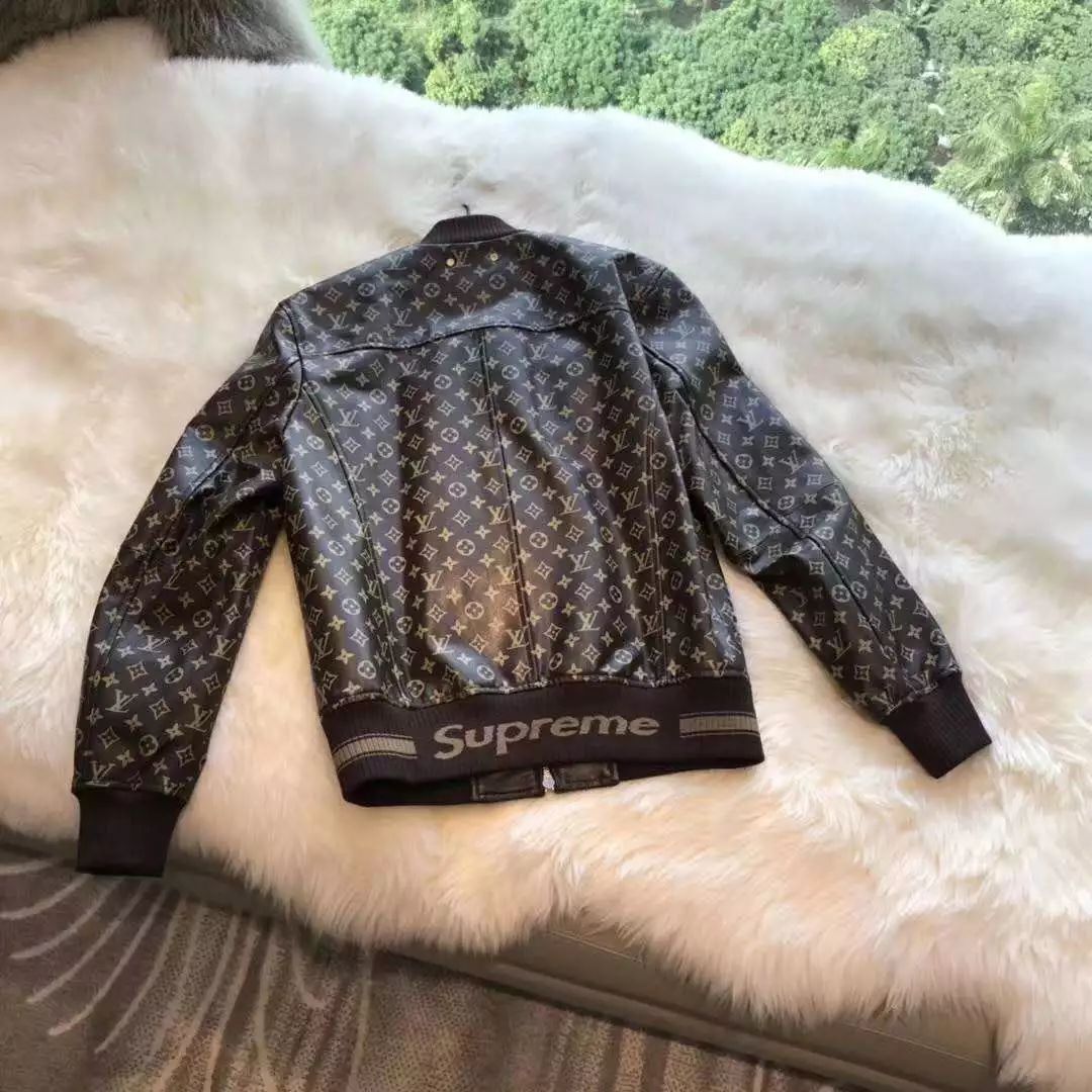 lvsupreme联名款情侣款皮衣