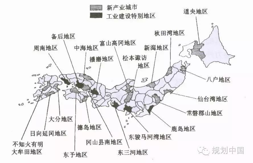 日本新产业城市,工业区分布