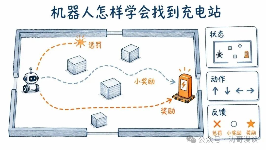 机器人通过强化学习找到充电站
