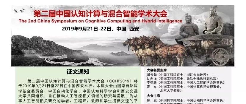 【征文】关于第二届中国认知计算与混合智能学术大会的征文通知