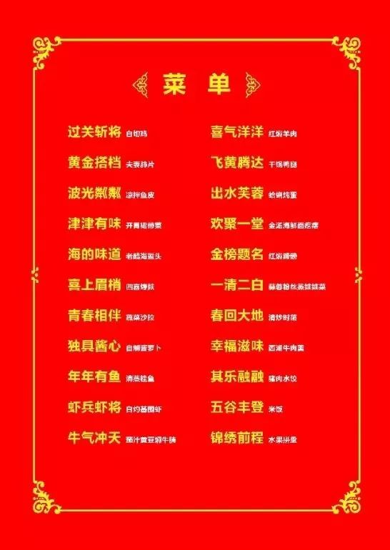 2018年"欢度吉祥年,携手迎新春"寒假留校学生联谊会,来看他们的菜单