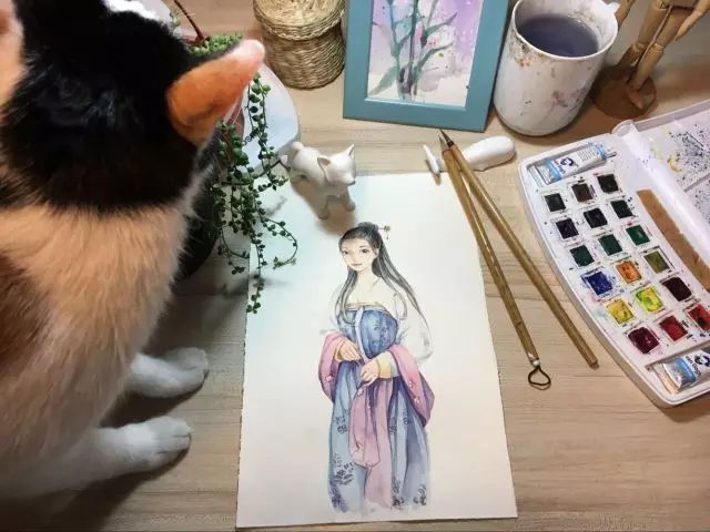 视频教程零基础绘画课堂03水彩古风汉服女子