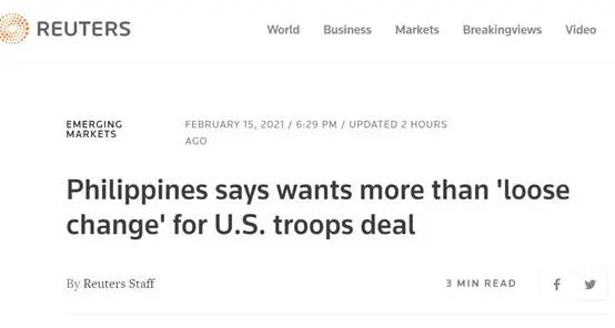 杜特尔特的发言人继续“吐槽”：美国对菲军事援助，就是一点“零钱”