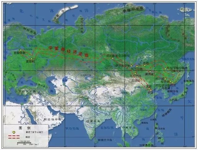 路线 中蒙俄经济走廊有两个通道,一是从华北京津冀到呼和浩特,再到