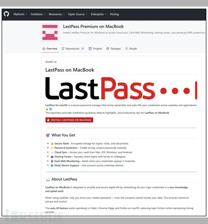 LastPass仿冒页面