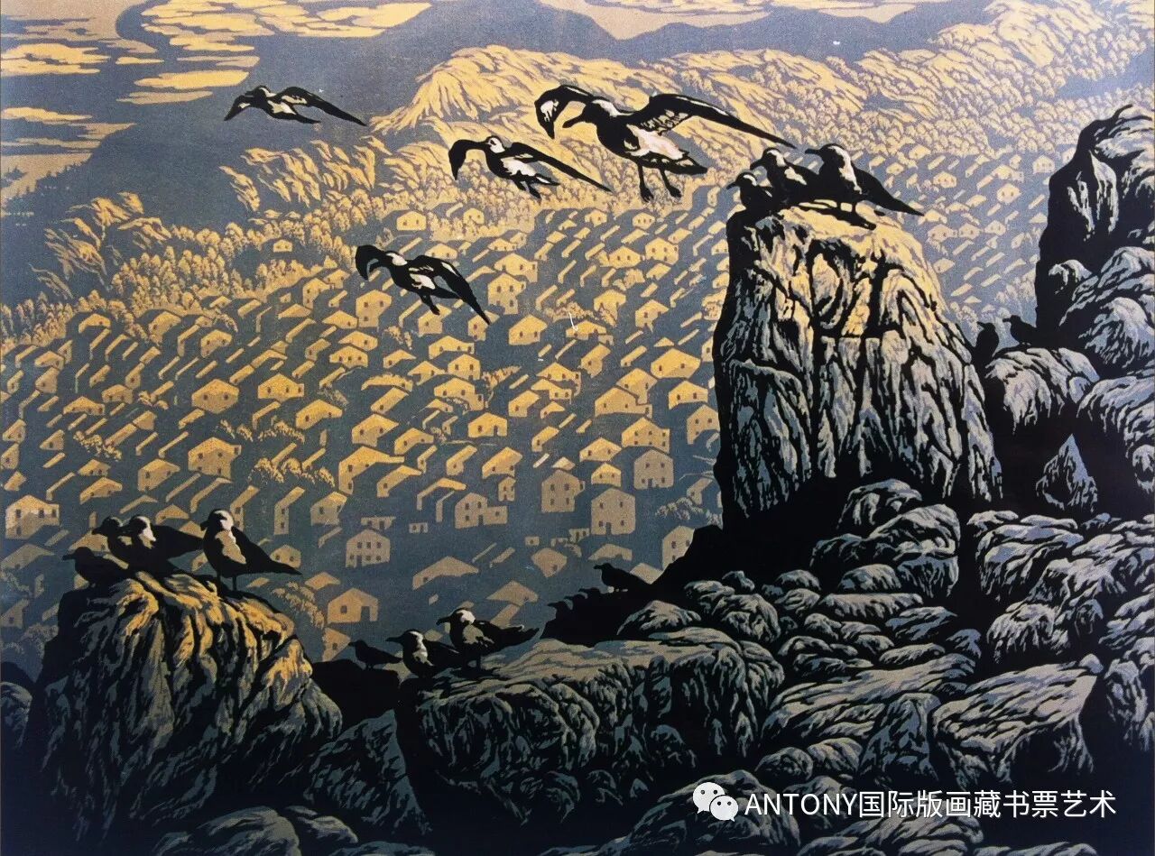 清风 绝版套色木刻 78x68cm 2003年 张春敏