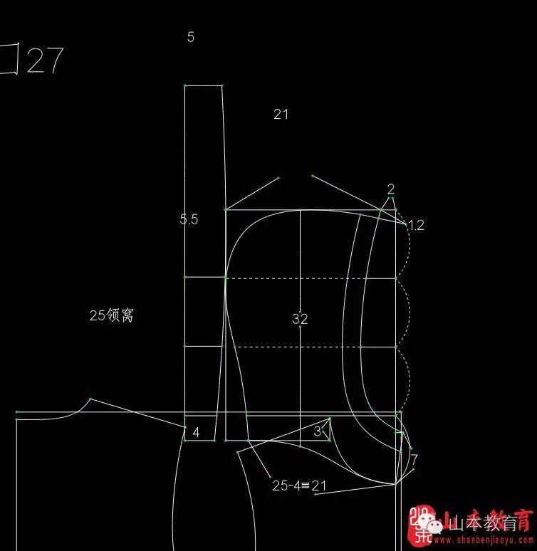 185-连帽男羽绒棉服【服装设计制版纸样cad山本教育服装制版班直播