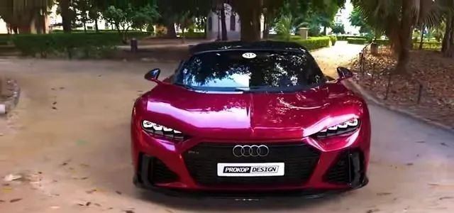 从图片中可以看到,这是一台挂着奥迪车标的布加迪chiron,外形非常的