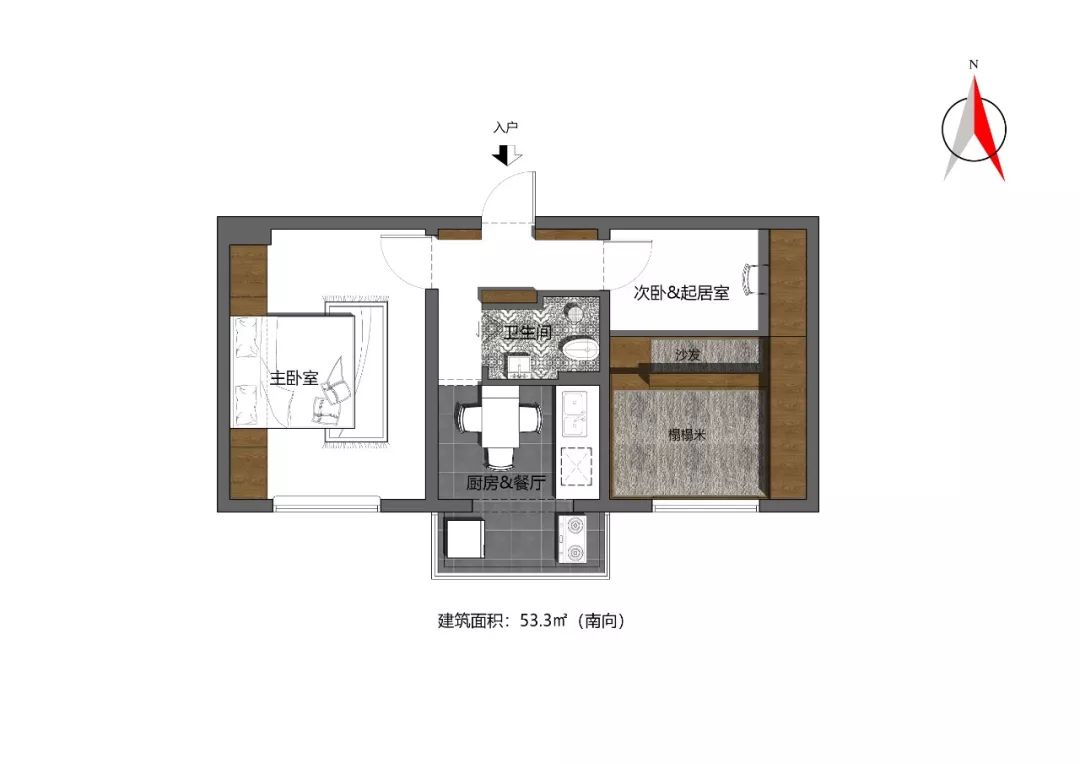 54平小戶型老房改造案例，把次臥和客廳結合起來 家居 第2張