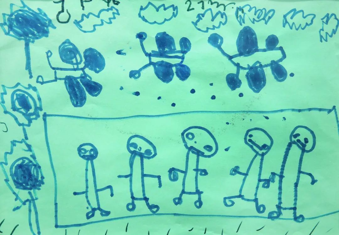 杨多吉《春天来到了(4岁画)成长的蝌蚪人02涂鸦期,有时候又被称"