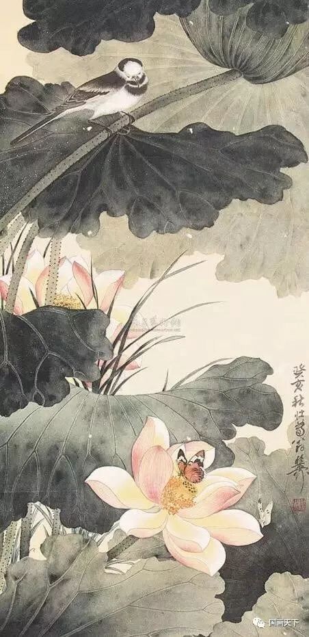 中国画(风荷生动)—谢稚柳荷花作品欣赏
