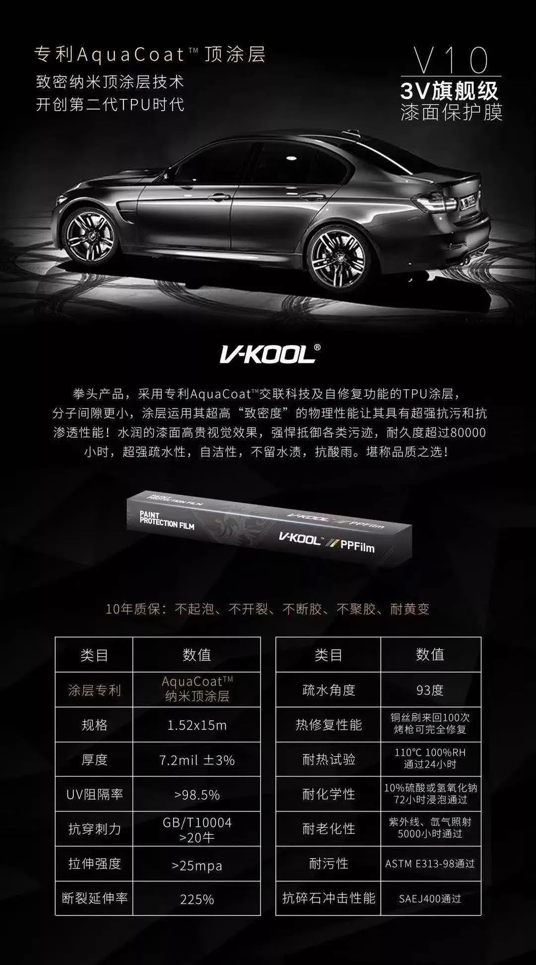 曜石黑丨特斯拉modely装贴威固vkoolv10专车专用隐形车衣炫车地带专注