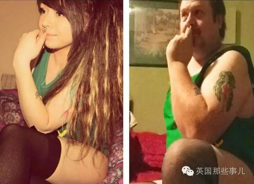 老爹模仿女儿的性感照 这辣眼画风就这么成了网红