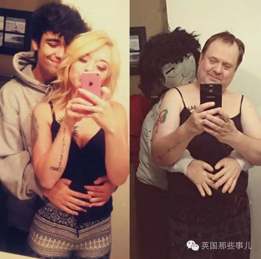 老爹模仿女儿的性感照 这辣眼画风就这么成了网红