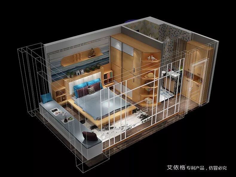 艾依格全屋定制图片 流行的推拉门衣柜效果图_4