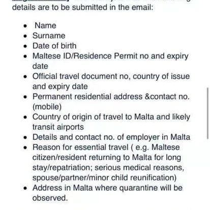 最新通知：7月14号后要入境马耳他办理移民手续者须知