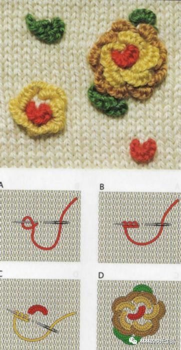 毛衣绣花的基础针法有了这些随时想绣就绣