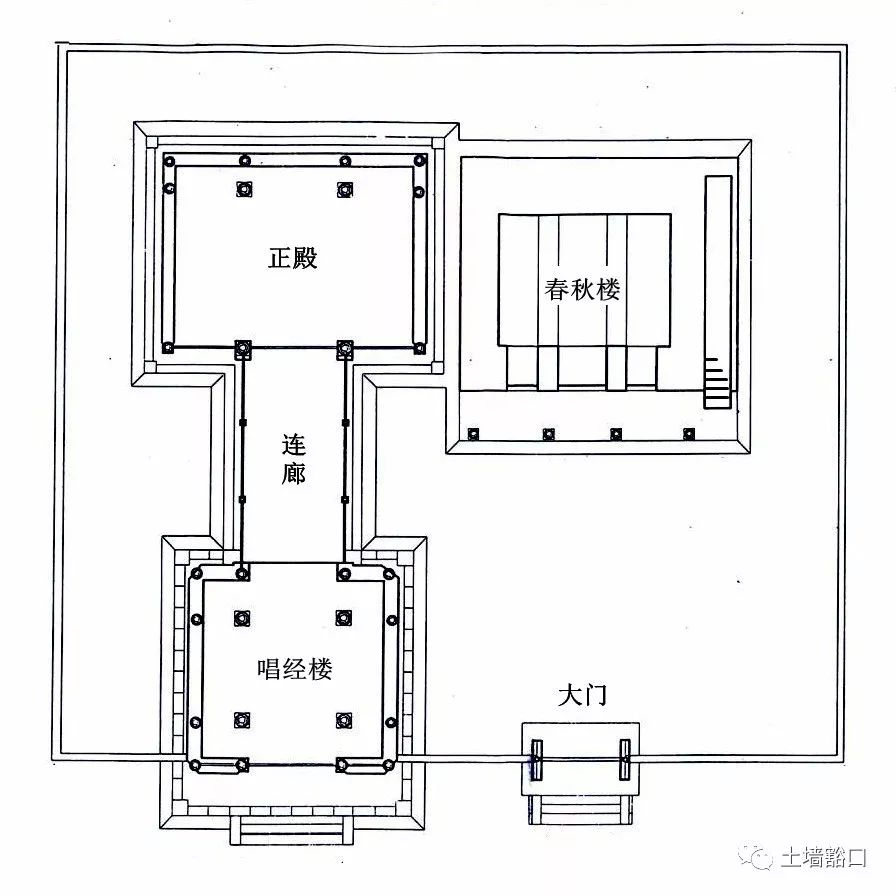 这种建筑平面的组合是全国目前保留的古建筑中比较少见的一种组合方式