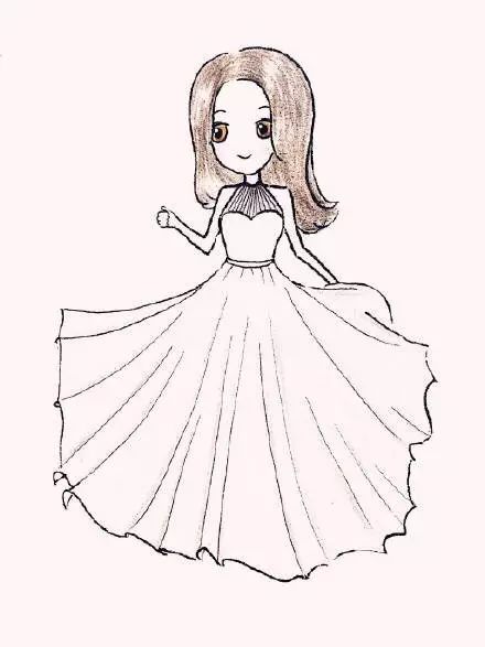 简笔画风格的唯美彩铅婚纱!