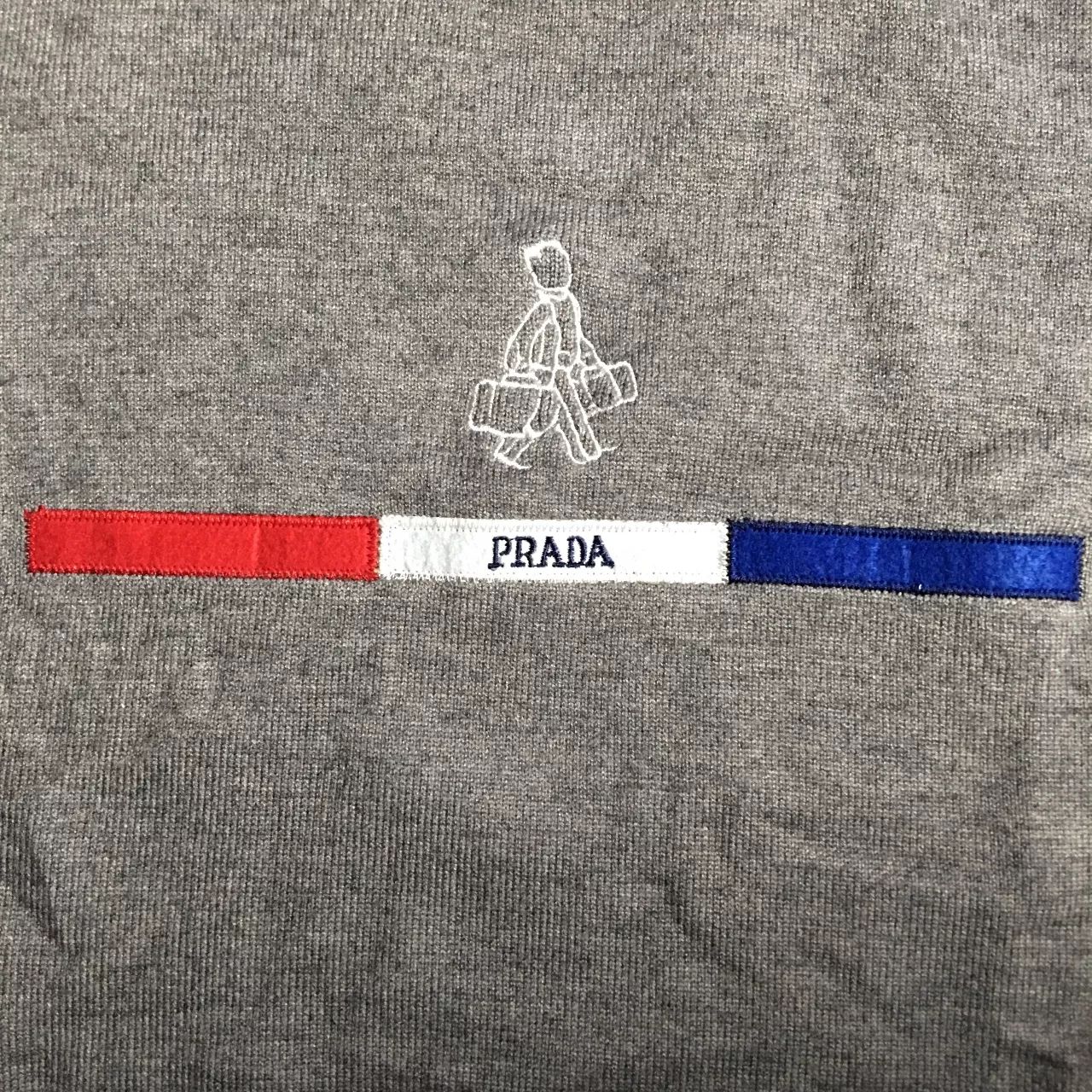 prada普拉达专柜最新款三色刺绣毛衣进口全棉高密编制保暖性好贴身