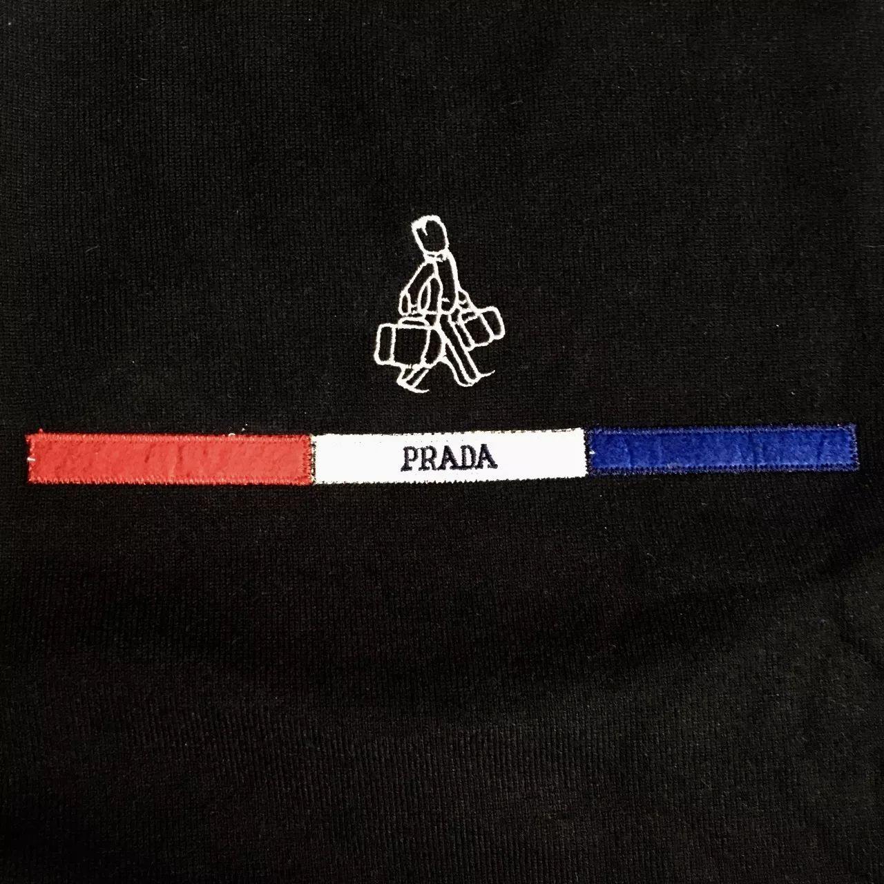 prada普拉达专柜最新款三色刺绣毛衣进口全棉高密编制保暖性好贴身