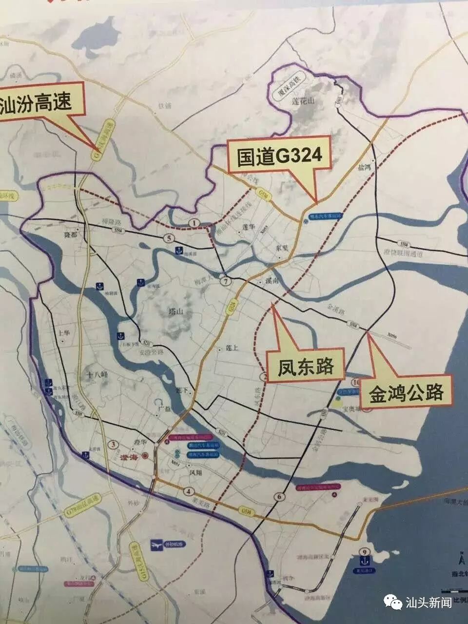 东路将跨过外砂河继续往南延伸,与中心城区主干路网连接,形成汕北大道