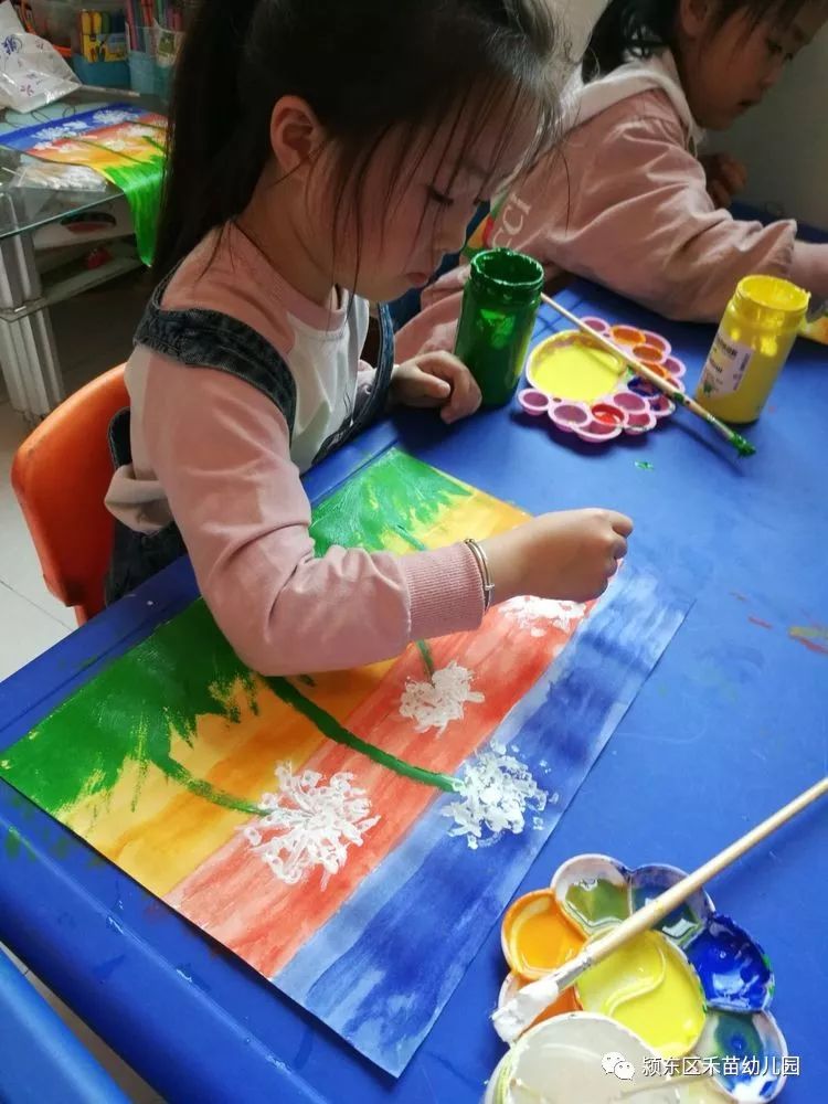 颍东区学生幼儿园水粉禾苗金宝班(大):视频方案点画女棉签教学图片